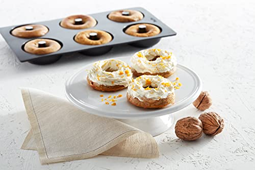 Lékué Platinum Silicone Donut Mold | 6 Non-Stick Holes For Baking - No Grease Needed | Pop-Out Oven Cake Molds | Heat-Resistant, Freezer Safe, Microwave Safe, Dishwasher Safe | Black - color: Black