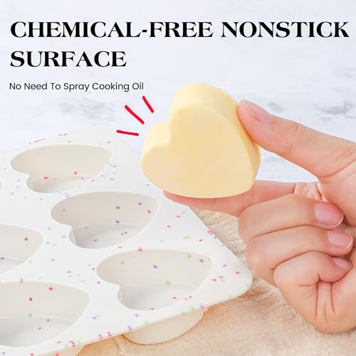 2 Inch Small Heart Shaped Silicone Molds for Chocolate, Candy, Cake, Soap (Set of 2, Cream) - color: Heart, size: 2 inch
