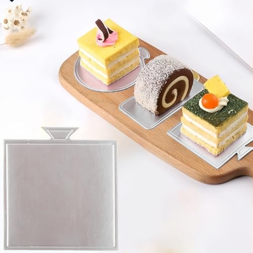 100 Pcs Mini Cake Boards for Baking Dessert,9 * 8.4 cm(Silver) - color: Silver-100pcs