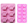 2 PACK Combo Mini & large Silicone DOG Pet Animal Paw Print Ice Cube Chocolate Soap Candle Tray Mold Party maker