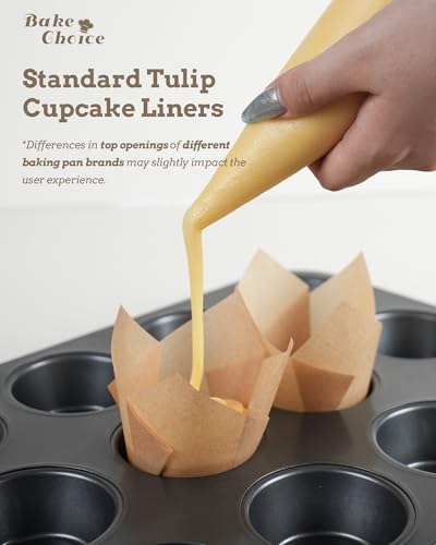 Bake Choice 200pcs Natural Tulip Cupcake Liners for Baking Muffin Liners - color: Standard