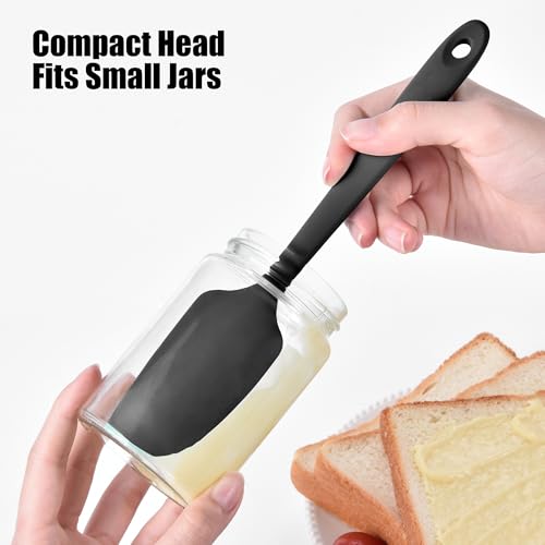 Doosu Silicone Small Spatula, 600°F Heat Resistant Mini Scraper (Black) - color: Black, size: 8.9in (small spatula)