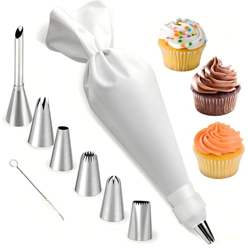 Reusable Piping Bags and Tips Set for Cake Decorating, Cupcakes