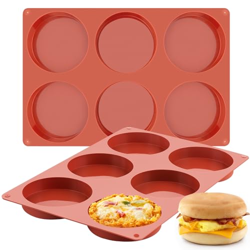 JOERSH Silicone Egg Mold for Breakfast Sandwiches, 4 Inch, 2 Pack - color: Regular, 6 Cups