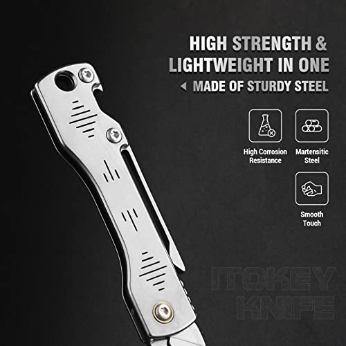 ITOKEY Folding Scalpel Knife, Replaceable Blade EDC Knife with Opener