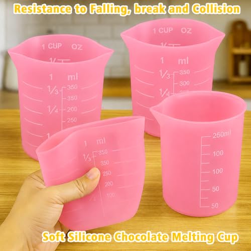 Palksky 4PCS Pink Measuring Cups with 1 Cup & 1.5 Cup & Jar Spatulas - size: Pink Jar Spatulas*4 + 1 Cup*2+1.5 Cup*2