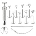 16G 18G Flat Back Earrings Stud 316L Surgical Stainless Steel Internal Thread Piercing Jewelry for Helix, Cartilage, Tragus, Nose, Labret – with Ball Grabber Tool - color: Silver：16G Bar-6/6/7/8mm & CZ-2/2.5/3/4mm