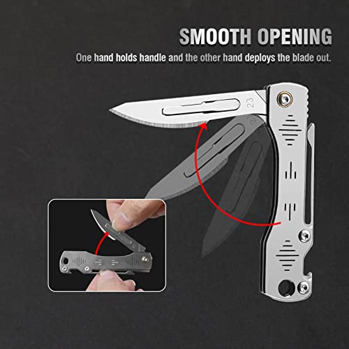 ITOKEY Folding Scalpel Knife, Replaceable Blade EDC Knife with Opener