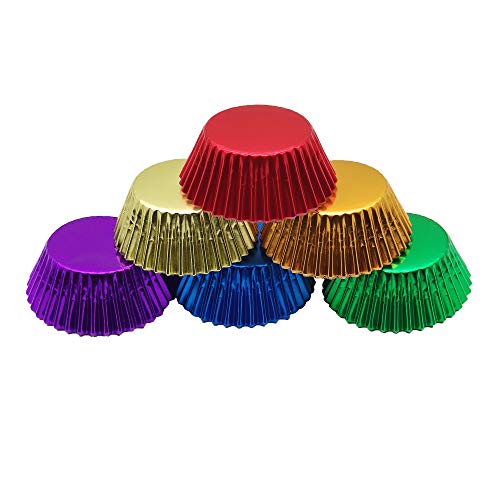 Rainbow 6 Bright Colors Standard Cupcake Liners Muffin Foil Paper Baking Cups, 120-Count - color: Rainbow