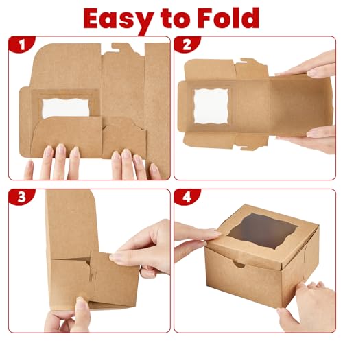 ZORRITA Small Cookie Boxes with Window, 4x4x2.5 Inch, 24pcs