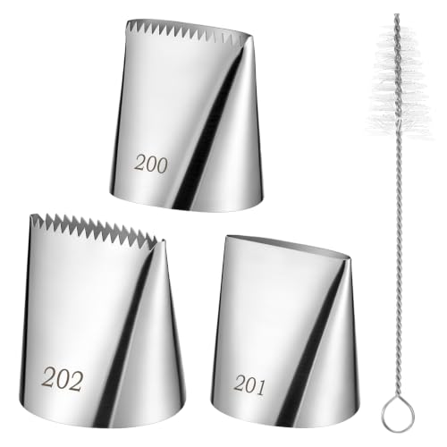 Extra Large Piping Tips, 4 PCS Stainless Steel Half Row Braided Boquillas