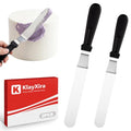 2 Piece Angled Icing Spatula Set (6" and 8"), Stainless Steel Offset Frosting Spatula with Ergonomic Handle, Cake Spatula for Cake Decorating and Baking, Ideal Icing Spatula for Cakes