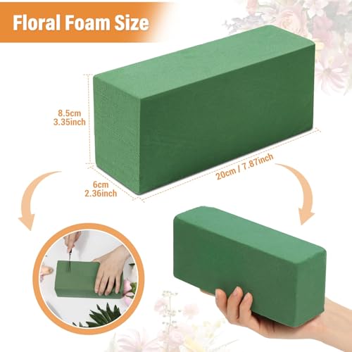 8 Pcs Floral Foam Blocks for Flower Arrangement (7.8” L x 3.5” W x 2.4” H) Wet and Dry Green Floral Foam for Wedding, Birthdays, Home Decorations - size: Medium Size