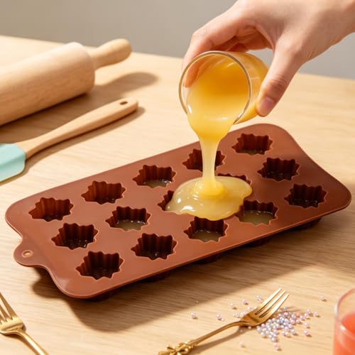 15 Cavity Maple Leaf Silicone Candy Molds Set Of 2