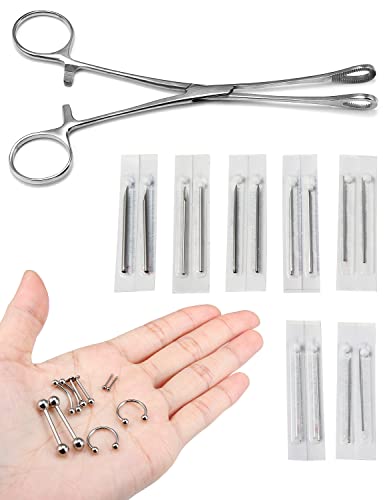 Vsnnsns 9 Style 316L Surgical Steel Body Piercing Tools Kit Piercing Clamps Forceps Use for Nose Septum Lip Tongue Eyebrow Belly Rings Ear Dermal Piercing Jewelry Kit Tools - color: Style 3, Piercing Clamp Forceps