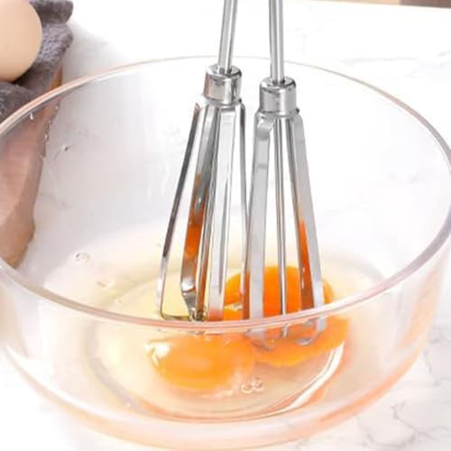Rotary Egg Beater Manual Hand Crank Mixer - Stainless Steel Hand Mixer with Double Rotating Heads for Beating, Blending, and Whipping - Dishwasher Safe Kitchen Gadgets by Kings County Tools (Cream) - color: Cream White