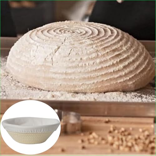 2Pack 8 Inch Banneton Bread Proofing Basket - Cotton Rope Dough Bowl, Sourdough Bread Baking Supplies for Dinner Rolls & Holiday Baking（with 2 Liner）