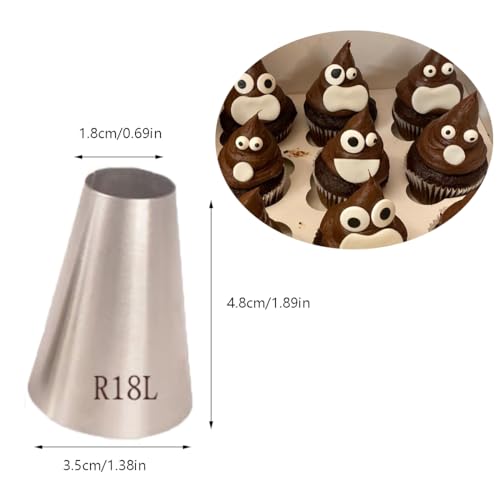 Cannoli Piping Tips Set, Extra Large Round Icing Tips R18L for Pastry - color: L