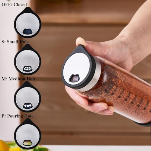 Verdental 16 oz Large Salt or Pepper Shaker, 4 Settings, S/M/Pour/OFF - size: 16 oz (2.56* 8.4 in)