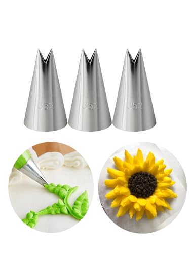 352 Leaf Piping Tip Set, 3 Pcs Leaf Tips for Cake Decorating Flowers