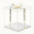 14x14x12 Clear PET Cake Boxes 30 Bulk Pack with Food-Grade Base & 6 Rolls Just For You Satin Ribbon, Wholesale Extra Tall Carrier for Bakeries, Large Multi-Tier Wedding Cakes & Gift Packaging - size: 14 inch