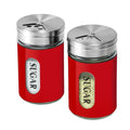 Sugar Shaker Duster Stainless Steel and Glass Set with Adjustable Pour Holes Cinnamon Shaker For Coffee Bar,set of 2 (Red) - color: Red