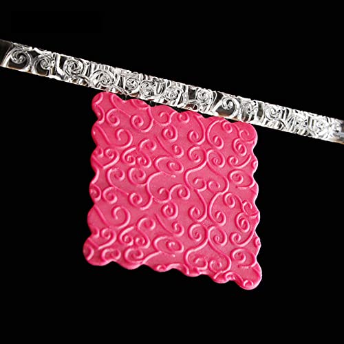Acrylic Rolling Pin Pastry FondantRoller DIY Cake, 28 Patterns FDA Acrylic Comfortable Handle Light Weight CompactSize Home Kitchen Use (52008 flower vine)