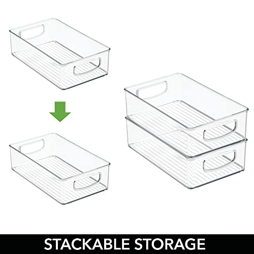 mDesign Small Plastic Baby Nursery and Food Organizer -Storage Holder Bin with Handles for Closet, Cupboard, Cabinet, Drawers, Shelves - Holds Canned Food, Bottles, Formula - Ligne Collection, Clear - size: 10 x 6 x 3 (Pack of 1)
