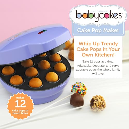 Babycakes Cake Pop Maker & Mold, Bakes 12 Pops, Includes Stand & 50 Sticks