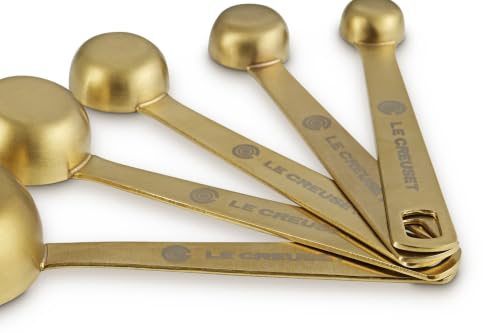 Le Creuset Stainless Steel Measuring Spoons, Gold Finish, Set of 5 - color: Stainless Steel with Gold Finish, style: Measuring Spoons