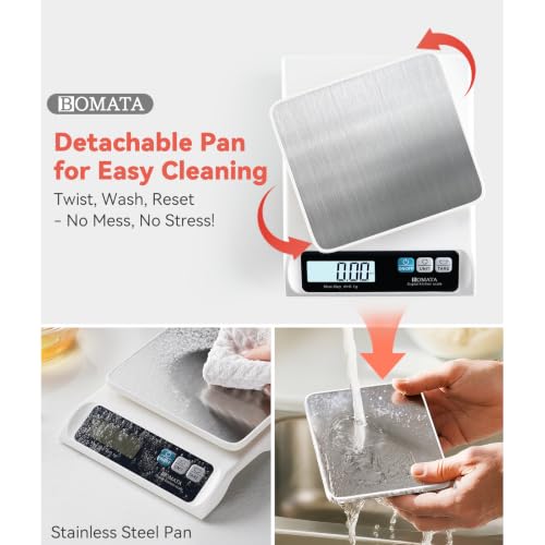BOMATA 13lb/0.1g Precision Digital Food Scale for Kitchen, Grams and Ounces - color: White Rechargeable