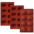 3Pcs 8-Cavity Easter Silicone Egg Molds, Egg Shaped Cake Pop Mold, Baking Supplies for Making Chocolate Jello Candy Dessert Muffin Mousse Pastry (Brick Red) - color: Brick Red