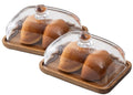 2 Pack Rectangular Wooden Cake Stand, 4 x 6.3 Mini Cake Plate Holder with Clear Glass Bell,Cake Display Server Tray for Kitchen,Birthday Parties,Weddings,Baking Gifts - color: 4.6x7inch Rectangular / 2pack
