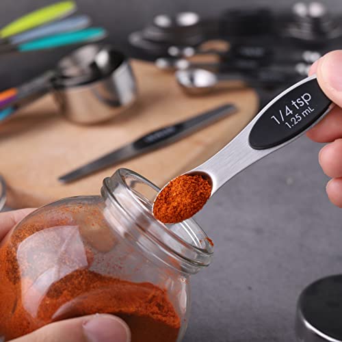 Measuring Cups and Spoons Set of 17 Double Sided Magnetic Measuring Spoons - color: black T