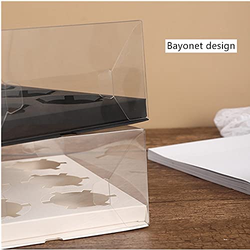 10 Gift Boxes Transparent Cake Boxes ，6 Holes Inserts Cupcake & Dessert Boxes | Tall Transparent Cupcake Box | Insert in White,orBlack | Fits Muffin & Cupcakes Cases（9.4"x 6.7" x 3.9" ） (white)