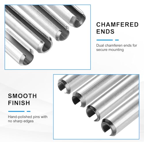 MECCANIXITY 6Pcs Slotted Split Roll Pins 12/25 Inch(12mm) Dia. 1-1/5 Inch(30mm) Length Steel Spring Tension Expansion Dowels for Secure Fastening, Silver - size: 12/25 Inch(12mm) Dia. 1-1/5 Inch(30mm) Length
