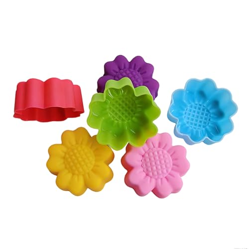 36 PCS Flower Shaped Baking Molds Silicone Food Grade Non Stick Mini Trays for Cupcakes Puddings Chocolates Must Have for Creative Kitchen Fun(6 Colors) - color: Daisy2