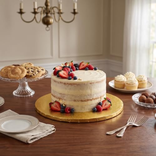 12 Pcs 12 Inch Gold Cake Drums - 1/4 Inch Thick Cake Boards Round, Sturdy Greaseproof Disposable Cake Circles for Tiered Cakes, Wedding & Birthday Baking Supplies - color: Gold, size: 12 inch