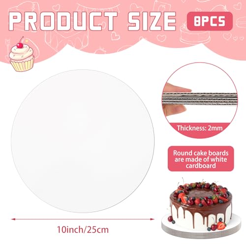 8 Pack 10 Inch Round Cake Boards,White Cardboard Cake Rounds - color: White, size: 10Inch, style: Classic Round