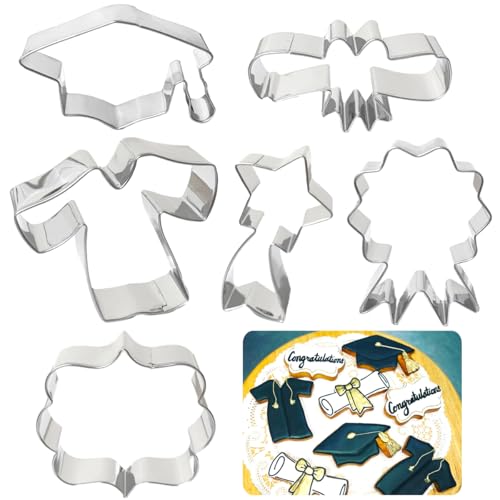 Graduation Cookie Cutters 6Pcs for Celebration Kitchen Baking - style: Graduation