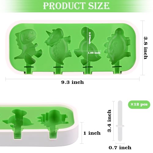 2 Pack Silicone Popsicle Molds, Cars, Ships, Train, Rocket and Dino Shapes - size: 2 Pcs Mini Cartoon - Green & Blue