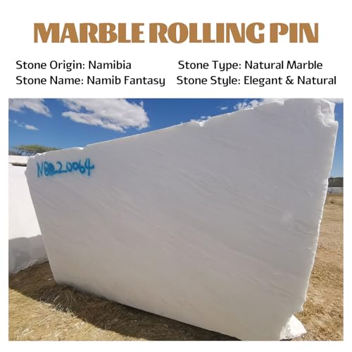Koville African Natural Marble French Rolling Pin, 16inch Non-Stick Rolling Pin for Baking, Dough Roller for Pasta, Dumpling, Fondant, Pie, Bread, Pizza, Kitchen Baking Tools(Namib Fantasy) - color: Columnar White Marble 12 Inch