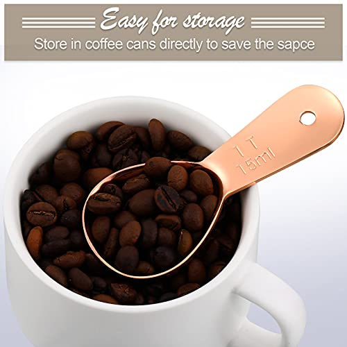 Patelai 3 Pieces Coffee Scoop Tablespoon Short Handle, 15 ml, Rose Gold - color: Rose Gold, size: 15 ml