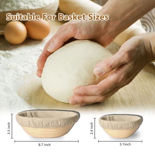 Banneton Bread Proofing Basket Set of 2 (8.5 inch Round) - style: 2 Round 8.5-inch & 2 Banneton Liners