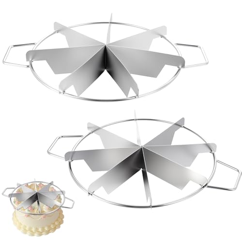 2-Pack Pie Cutter 8 Slice & 7 Slice - 13.6" Stainless Steel Pie Slicer & Cheesecake Cutter, Commercial-Grade Cake Slicer for Even Slices, Perfect for Pies, Pizzas, Desserts
