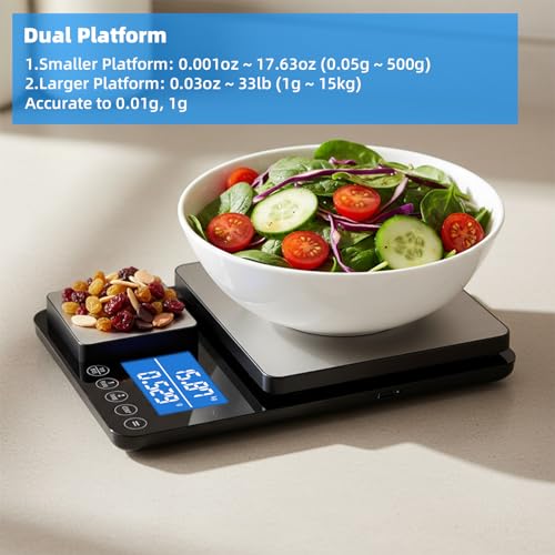 0.001oz/33lb Dual Platform Kitchen Scale, Diyife 9.4in Digital Food Scale