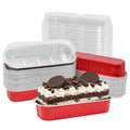 50 Pack 6.8oz Mini Cake Pans with Lids, Red - color: Red, size: Rectangle