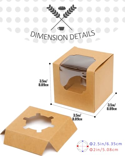 qiqee Brown Auto-pop up Cupcake Boxes Individual Cupcake 3.5x 3.5x 3.5inch 200pcs Single Cupcake Boxes - color: Brown, size: 200Pcs, 35Mini