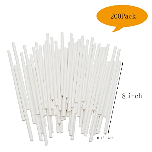 8 Inch White Paper Cake Pop Sticks