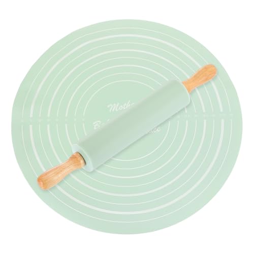 uxcell 6.7 Inch Silicone Rolling Pin and Pastry Baking Mat Set Mint Green - color: Mint Green